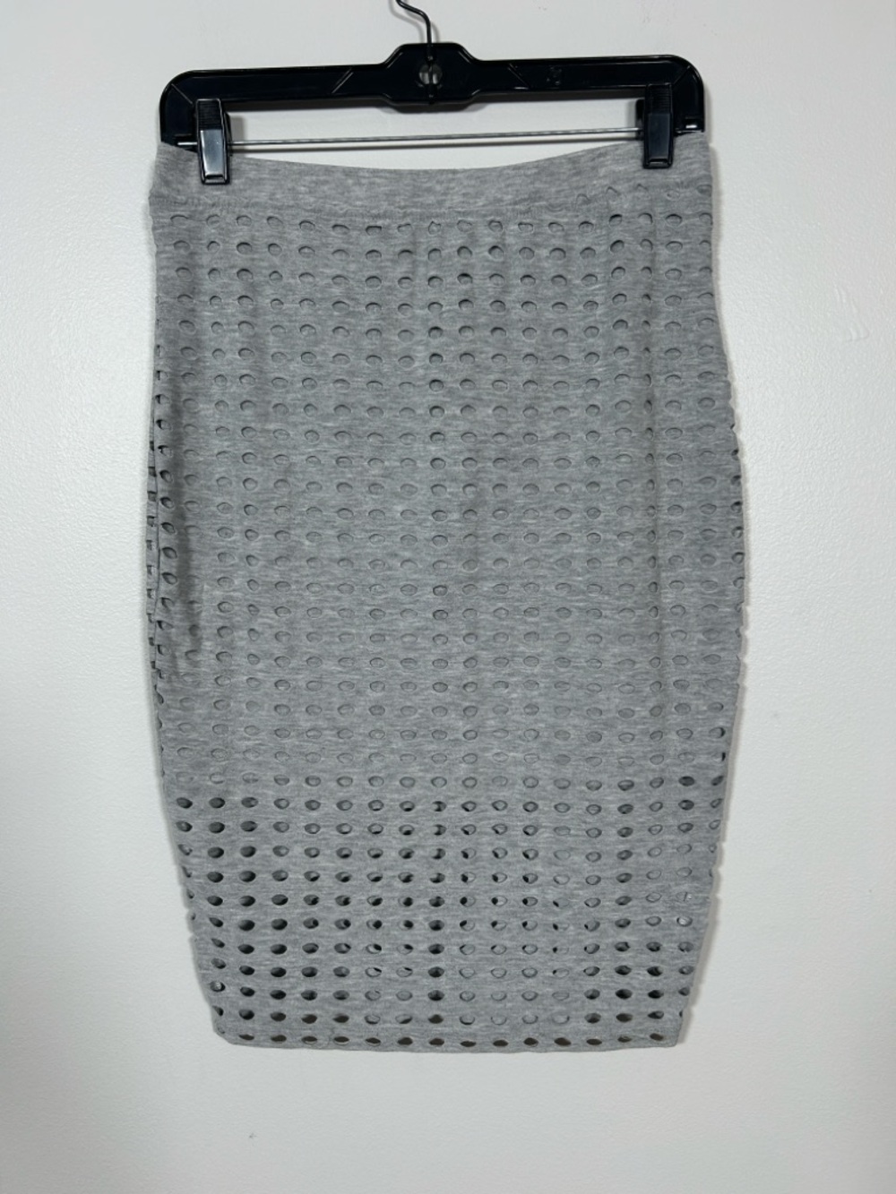 T Alexander Wang Heather Gray Lazer Cut Peek a Boo Pencil Skirt SZ M